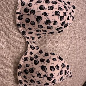 Emporio Armani Black and Tan Leopard Print Bra